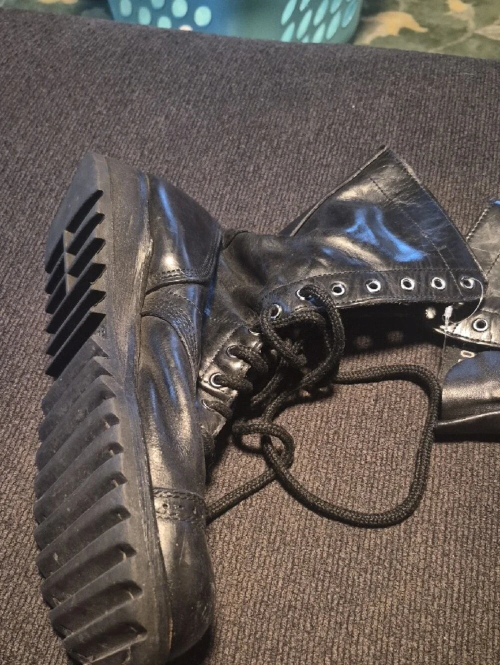 Men's Black Leather Lace-Up Work Boots
